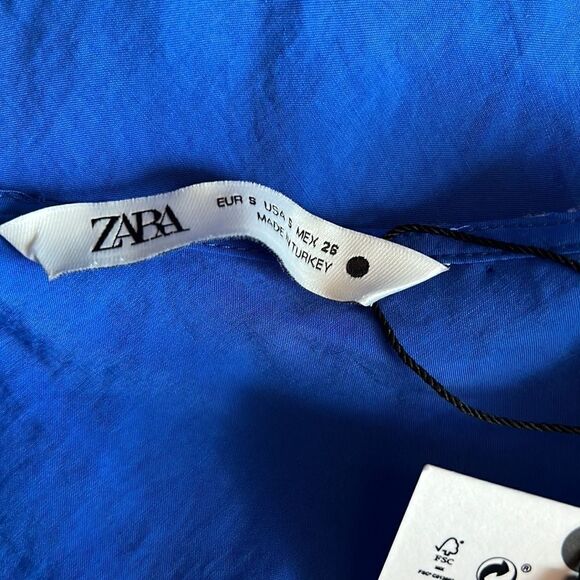 Zara Blue Slip Dress With Ruching - Picture 8 of 10